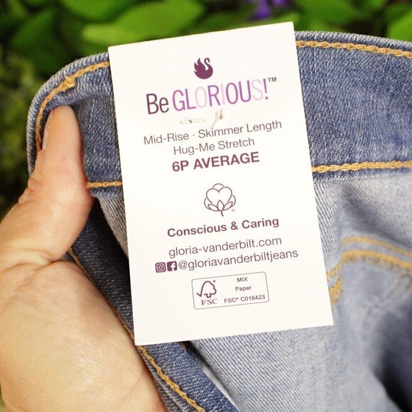 NWT Gloria Vanderbilt Petite 6 Standard Kaia Button-Hem Skimmer Blue Denim Pants - Picture 8 of 9